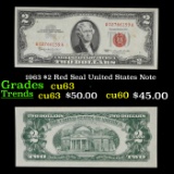 1963 $2 Red Seal United States Note Grades Select CU