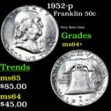 1952-p Franklin Half Dollar 50c Grades Choice+ Unc