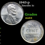 1943-p Lincoln Cent 1c Grades Choice Unc