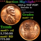 ***Auction Highlight*** 1955-p Lincoln Cent TOP POP! 1c Graded ms67+ rd BY SEGS (fc)