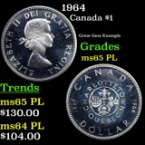 1964 Canada Dollar $1 Grades GEM Unc PL