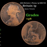 1894 Britain 1 Penny 1p KM-755 Grades vg, very good