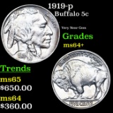 1919-p Buffalo Nickel 5c Grades Choice+ Unc