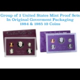 Group of 2 United States Mint Proof Sets 1984-1985 10 coins