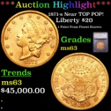 ***Auction Highlight*** 1871-s Gold Liberty Double Eagle Near TOP POP! $20 Graded ms63 By SEGS (fc)