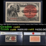 PCGS Rare 1893 World's Columbian Exposition Ticket Washington, Chicago, IL Graded cu65 By PCGS