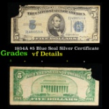 1934A $5 Blue Seal Silver Certificate Grades vf details