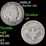 1906-d Barber Half Dollars 50c Grades g+