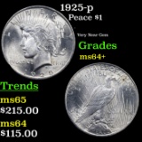 1925-p Peace Dollar $1 Grades Choice+ Unc