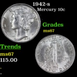 1942-s Mercury Dime 10c Grades GEM++ Unc