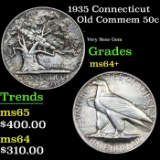 1935 Connecticut Old Commem Half Dollar 50c Grades Choice+ Unc