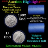***Auction Highlight*** Chemical Bank Shotgun 1902 & 'd' Ends Mixed Morgan/Peace Silver dollar roll,