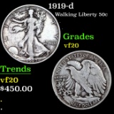1919-d Walking Liberty Half Dollar 50c Grades vf, very fine
