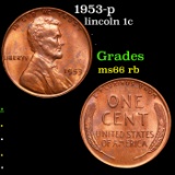 1953-p Lincoln Cent 1c Grades GEM+ Unc RB