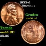 1955-d Lincoln Cent 1c Grades GEM+ Unc RD