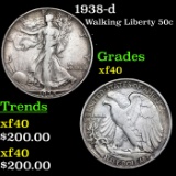 1938-d Walking Liberty Half Dollar 50c Grades xf