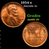 1954-s Lincoln Cent 1c Grades GEM+ Unc RB