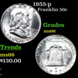1955-p Franklin Half Dollar 50c Grades GEM+ Unc