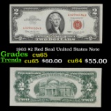 1963 $2 Red Seal United States Note Grades Gem CU