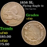 1858 SL Flying Eagle Cent 1c Grades vf++