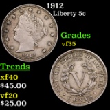 1912 Liberty Nickel 5c Grades vf++