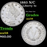 1883 N/C Liberty Nickel 5c Grades Choice AU/BU Slider