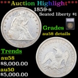 ***Auction Highlight*** 1859-s Seated Liberty Dollar $1 Graded au58 details BY SEGS (fc)