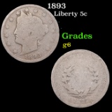 1893 Liberty Nickel 5c Grades g+