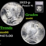1923-p Peace Dollar $1 Graded ms66 BY SEGS