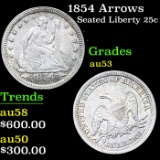 1854 Arrows Seated Liberty Quarter 25c Grades Select AU