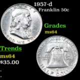 1957-d Franklin Half Dollar 50c Grades Choice Unc
