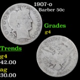 1907-o Barber Half Dollars 50c Grades g, good