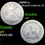 1860-o Seated Liberty Dollar $1 Grades g, good