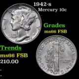 1942-s Mercury Dime 10c Grades GEM+ FSB