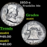 1953-s Franklin Half Dollar 50c Grades Choice Unc