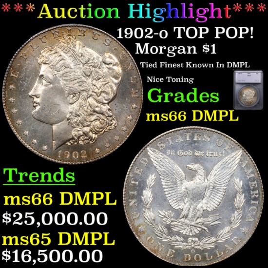 ***Auction Highlight*** 1902-o Morgan Dollar TOP POP! $1 Graded ms66 DMPL By SEGS (fc)