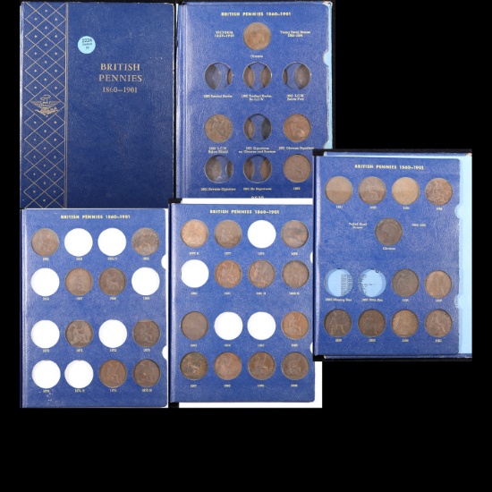 Partial British Penny 1c Whitman Album, 1860-1901 35 coins in Total