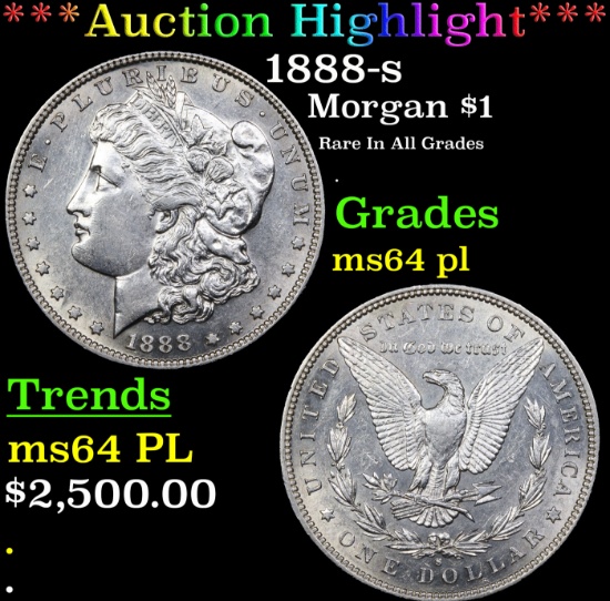 ***Auction Highlight*** 1888-s Morgan Dollar $1 Graded ms64 pl By SEGS (fc)