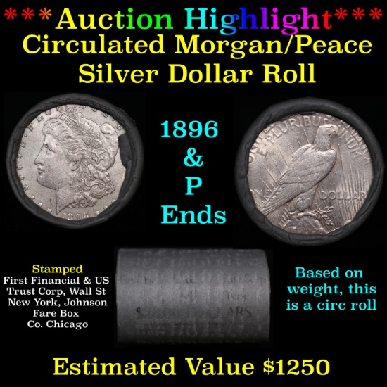 ***Auction Highlight***  First Financial Shotgun 1896 & 'P' Ends Mixed Morgan/Peace Silver dollar ro