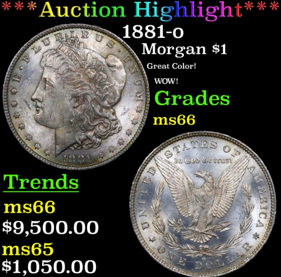 ***Auction Highlight*** 1881-o Morgan Dollar $1 Graded ms66 By SEGS (fc)