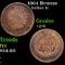1864 Bronze Indian Cent 1c Grades vg+