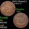 1873 Closed 3 Indian Cent 1c Grades vg+