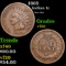 1865 Indian Cent 1c Grades vf++