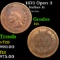 1873 Open 3 Indian Cent 1c Grades f+