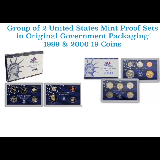Group of 2 United States Mint Proof Sets 1999-2000 19 coins