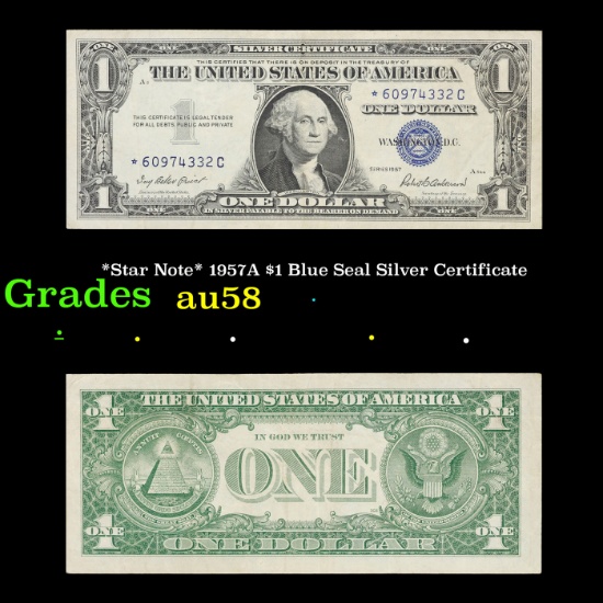 *Star Note* 1957 $1 Blue Seal Silver Certificate Grades Choice AU/BU Slider