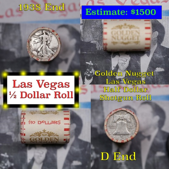 ***Auction Highlight*** Old Casino 50c Roll $10 Halves Las Vegas Casino Golden Nugget 1938 Walker &