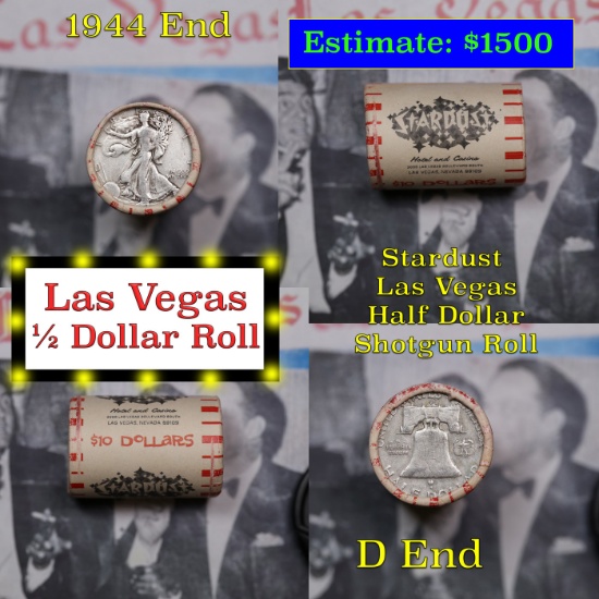 ***Auction Highlight*** Old Casino 50c Roll $10 Halves Las Vegas Casino Stardust 1944 Walker & D fra