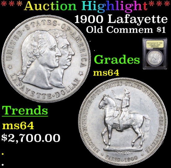***Auction Highlight*** 1900 Lafayette Lafayette Dollar $1 Graded Choice Unc BY USCG (fc)