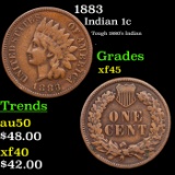 1883 Indian Cent 1c Grades xf+